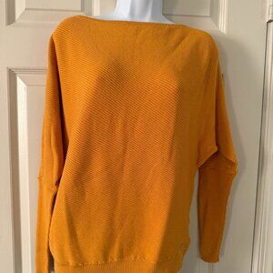 NWT Guess Ladies Off-Shoulder Ribbed Sweater in gorgeous Warm Gold! Size XS